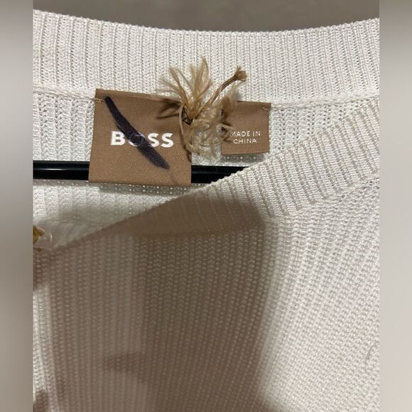 REVOLVE BOSS Fittina Crewneck Striped Ribbed Sweater in Black White - Picture 6 of 6